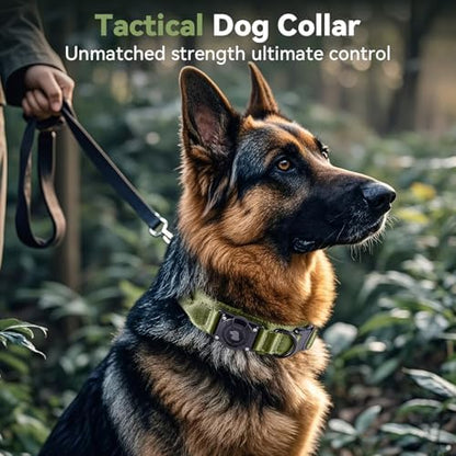 2026 Upgrade Waterproof Tactical AirTag Dog Collar, Built in AirTag Holder