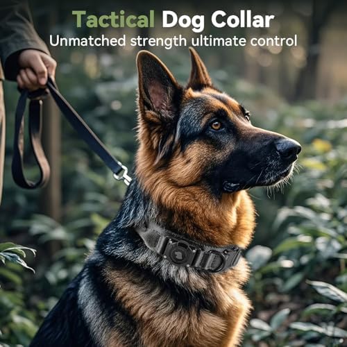 2026 Upgrade Waterproof Tactical AirTag Dog Collar, Built in AirTag Holder