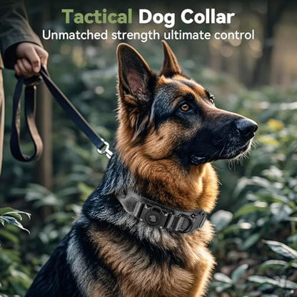 2026 Upgrade Waterproof Tactical AirTag Dog Collar, Built in AirTag Holder