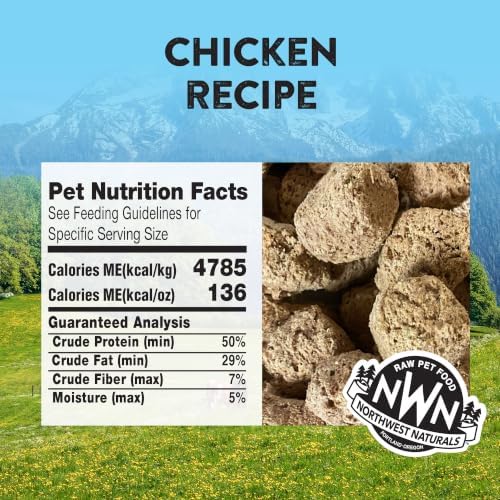 Northwest Naturals Freeze-Dried Chicken Dog Food - Bite-Sized Nuggets - Grain-Free, High-Protein, Raw Diet, Human-Grade Ingredients, All Natural, Healthy & Nutritious, Proudly Made in USA, 25 Oz