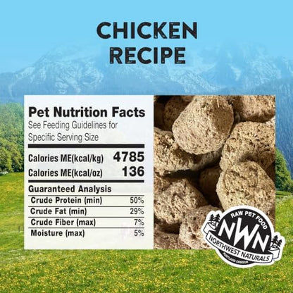 Northwest Naturals Freeze-Dried Chicken Dog Food - Bite-Sized Nuggets - Grain-Free, High-Protein, Raw Diet, Human-Grade Ingredients, All Natural, Healthy & Nutritious, Proudly Made in USA, 25 Oz