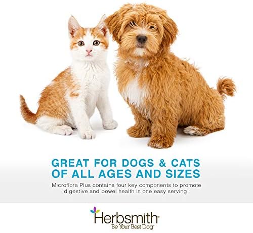 Herbsmith Microflora Plus – Dog Digestion Aid –Probiotics and Digestive Enzymes for Dogs – Prebiotic for Dogs – 30ct Capsules