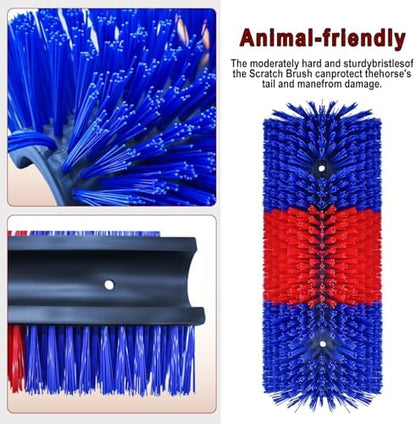 2PCS Livestock Scratching Brush,Goat Scratcher Brush Post with Cleaning Tool, Grooming and Massage Brushes for Donkeys Horse Sheep Cow scratchers, Animals Back Scratching Itch