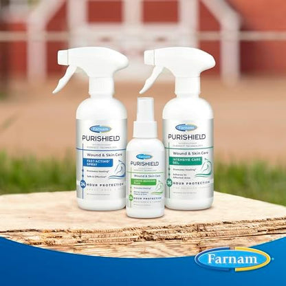 Farnam Purishield Wound and Skin Care Fast-Acting Spray for Horses, 12 oz