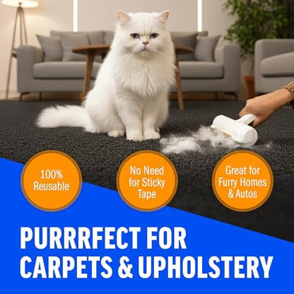 ChomChom Roller & Rake – Reusable Pet Hair Removal Roller with Rake Attachment for Cat & Dog Fur on Furniture, Couch, Carpet, Car, Rugs, Bedding & More– Portable, Eco-Friendly