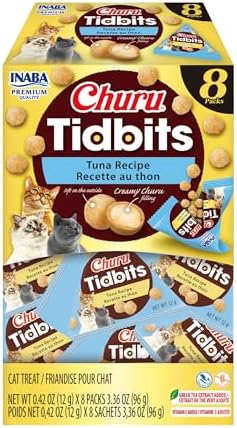 INABA Churu Tidbits Chewy Cat Treats, Tuna, 8ct