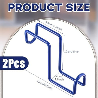 Dunzy 2 Pcs Heavy Duty Horse Tack Hooks Over Rail 4 Inch Metal,Blue