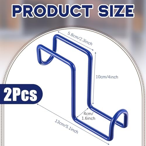 Dunzy 2 Pcs Heavy Duty Horse Tack Hooks Over Rail 4 Inch Metal,Blue