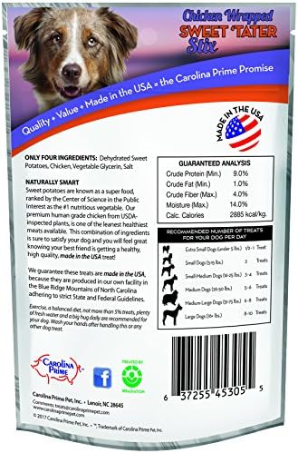 Carolina Prime Pet 45306 Chicken Wrapped Sweet Tater Stix Treat for Dogs ( 1 Pouch), One Size