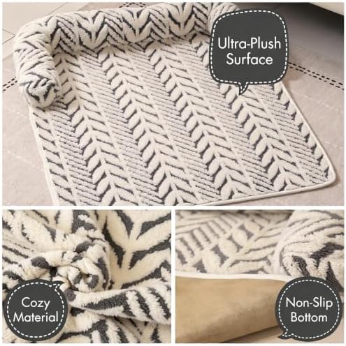 Calming Dog Couch Bed Mats with Neck and Head Support, Fluffy Plush Pet Sofa Cover for Small Medium Dogs and Cats, Non-Slip Bottom, Machine Washable