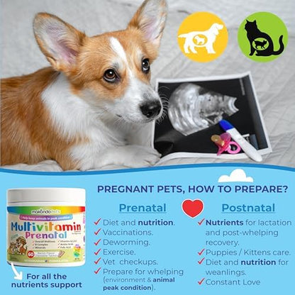Dog Prenatal Vitamins – Multivitamin for Dogs and Cats 60 Tabs Supplement