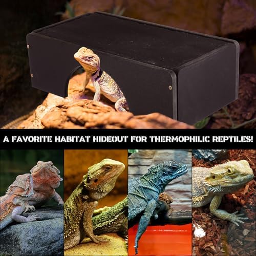 Weysat Large Bearded Dragon Basking Platform Reptile Hide Cave, 12.6x7x3 in