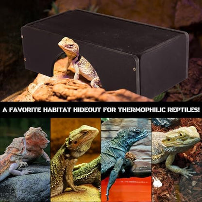 Weysat Large Bearded Dragon Basking Platform Reptile Hide Cave, 12.6x7x3 in