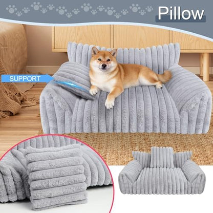 Cute Dog Couch for Medium Large Dogs,Dog Cat Couch Sofa,Dog Bed,L,Grey