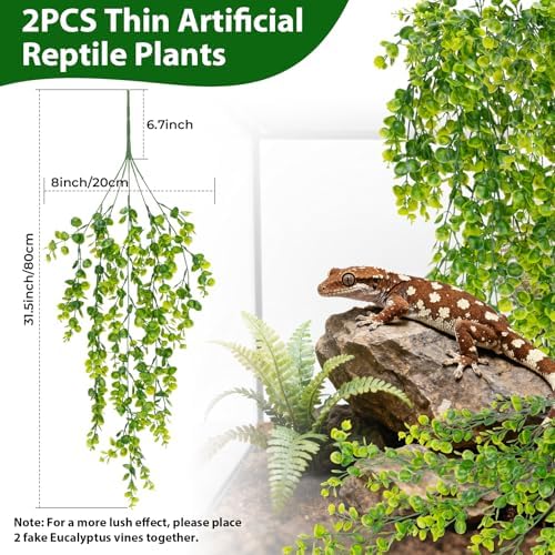 RAINFLOW 2PCS Fake Hanging Plants - Artificial Reptile Habitat Vines
