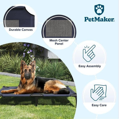 Elevated Dog Bed Cover - 36x30-Inch Replacement Pet Bed Cover with Mesh Panel - for Indoor/Outdoor Use - Dog Cot Not Included by PETMAKER (Blue)