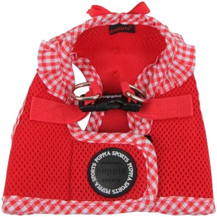 Puppia Vivien Vest Dog Harness Step-in All Season Mesh Cute No Pull No Choke Walking Training for Small Dog, Red, Medium