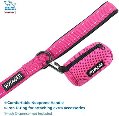 Best Pet Supplies Voyager Step-in Lock Pet Harness w Reflective Pet Leash Combo Set with Neoprene Handle 5ft - Supports Small, Medium and Large Breed Puppies/Cats - Fuchsia Set, XXXS