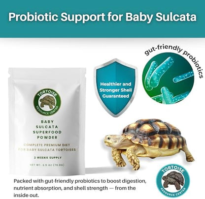 Baby Sulcata Food Powder with Calcium - Scientifically Formulated Diet for Healthy Growth - 2.5 oz Bag | 2 Week Supply