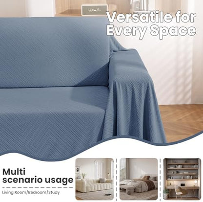 L Shaped Sectional Couch Cover 2 Piece, X-Large, Blue