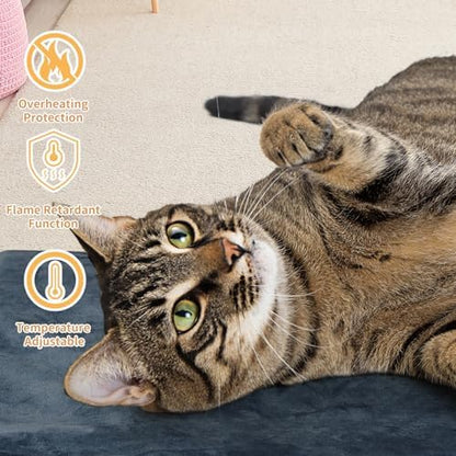 Pet Heating Pad for Cats and Dogs - Electric Warming Mat with Timer & Temperature Setting, Waterproof Cover, Auto Shut-Off - Safe Indoor Bed Warmer, 20 x 16 Inch