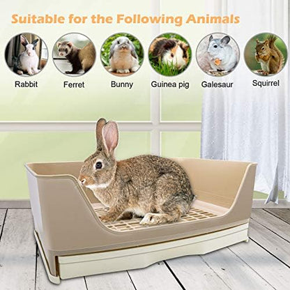 BWOGUE Large Rabbit Litter Box, Bunny Litter Box with Drawer, White