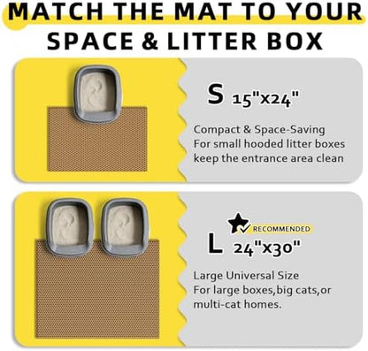Cat Litter Mat, 30"x24", Waterproof, Easy to Clean (Brown-1Pack)