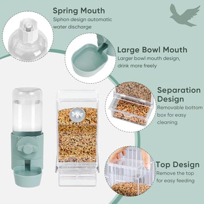 lemtrflo No Mess Bird Feeder Water Dispenser Set, Bird Feeder for Cage