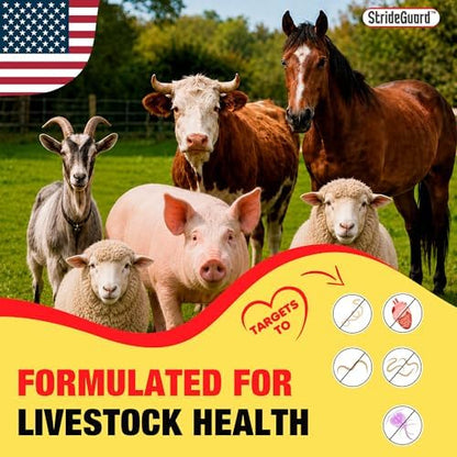 Dewormer for Horse, Dewormer for Goat and Cattle & More, Ivermectin Liquid for All Wormers, Tapeworms, Roundworms & Hookworms