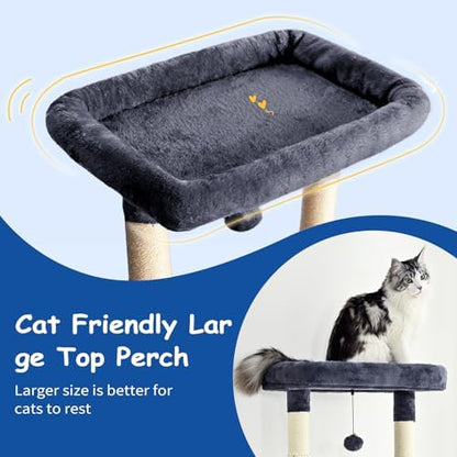 Cat Craft Cat Tree 63 Inch Cat Tower for Indoor Cats, Multi-Level Cat Tree for Large Cats 20 lbs+ Heavy Duty Cat Tower with Sisal Scratching Posts, Hammock, Condo and Extended Platform, Dark Grey