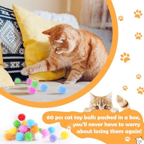 DF DUALFERV 30 Pcs Cat Pom Pom Balls, 1.5 Inch Multicolor