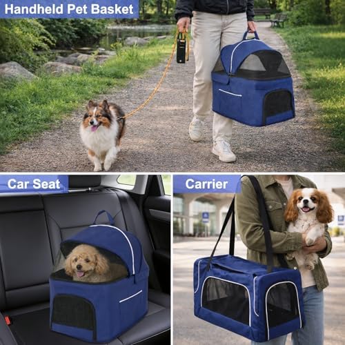 Petmolico Double Pet Stroller with 2 Detachable Carrier Bags, Blue