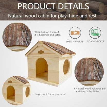 Wooden Chinchilla Hideout House Cage Accessories for Squirrel Sugar Gliders
