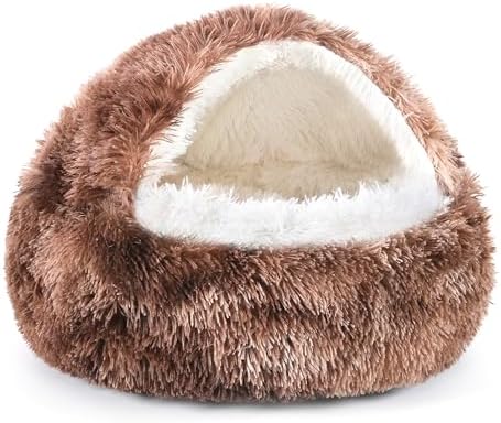 NOYAL Hooded Donut Bed, Calming Cave for Cats & Small Dogs