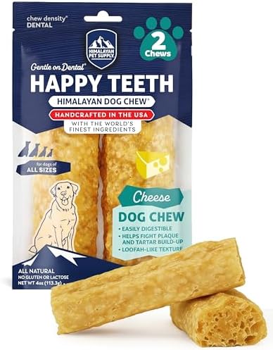 Himalayan Dog Chew Happy Teeth Yak Cheese Crunchy Dog Chew, Cheese 2 Count