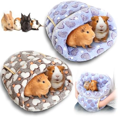 Wenqik 2 Pcs Guinea Pig Fleece Hideouts, Gray, Pink, Heart