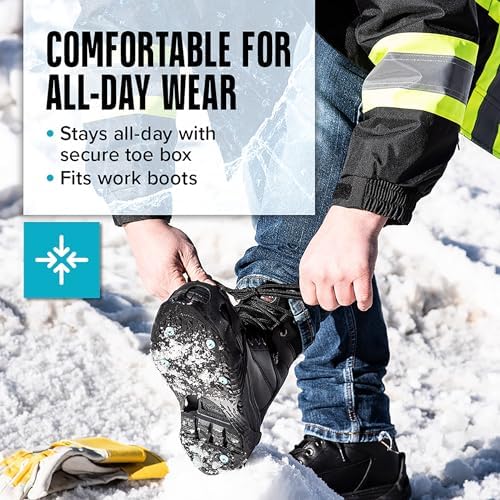 Due North All Purpose Industrial Ice Cleats for Men & Women - Traction Aids for Walking & Working on Snow/Ice - 16 Spikes