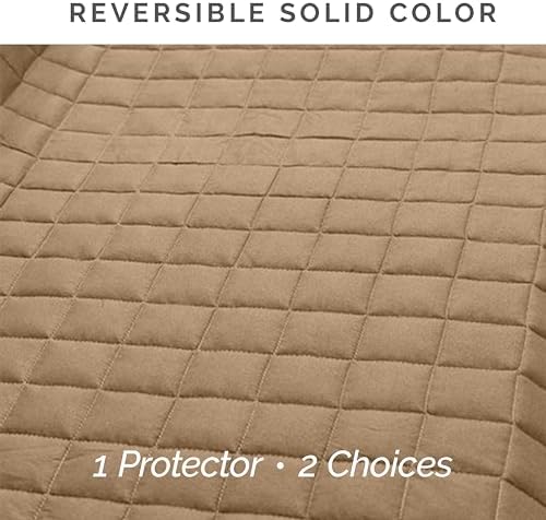 Elegant Comfort Quilted Furniture Protectors Solid and Printed Design Reversible Slipcovers Featuring Elastic Straps and Smart Pockets Great for Pets, and More, Bloomingdale Loveseat, Cream/Taupe