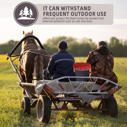 2-5 Gallon Horse Bucket Cover, Waterproof Horse Feed Bucket Cover, Lightweight and Easy to Use (Excluding Bucket, Red)