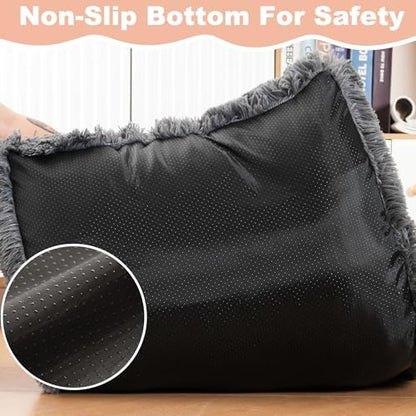 Bedfolks Waterproof Dog Crate Bed, Plush Dog Pad, 17"x12", Solid Dark Grey