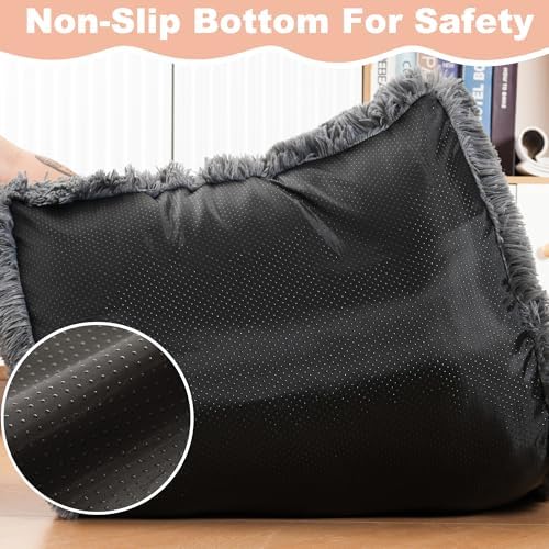 Bedfolks Waterproof Dog Crate Bed, Plush Dog Pad, 23"x18", Solid Dark Grey