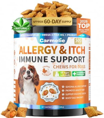 Carmelie Dog Allergy Chews 500, dogitch is Human Grade Itch Immune Support