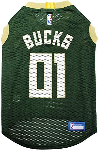 Pets First NBA MILWAUKEE BUCKS DOG Jersey, Medium - Tank Top Basketball Pet Jersey