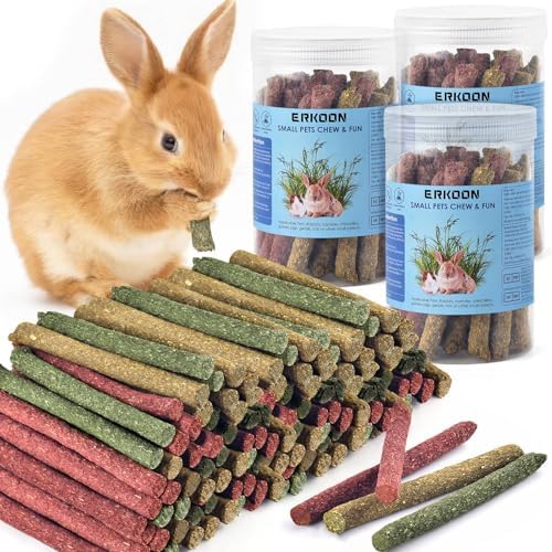 ERKOON 114Pcs Rabbit Chew Toys Timothy Hay Sticks, Guinea Pig Toys for Teeth Natural Molar Sticks Rabbits Treats for Bunnies, Chinchilla, Guinea Pigs, Gerbil, Hamster