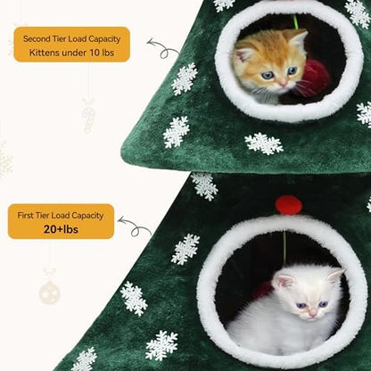 DWVO 52" Christmas Cat Tree with 2-Storey House