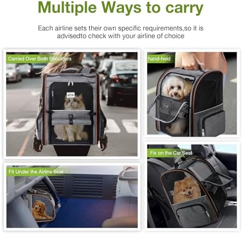Extra Large Cat Backpack Carrier Expandable Pet Carrier Backpack for Small/Medium Dogs and Medium/Large Cats, Grey