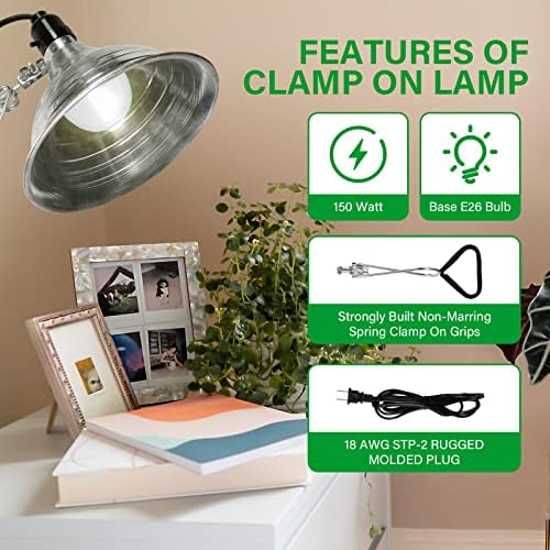 Simple Deluxe Clamp Lamp Light with 8.5 Inch Aluminum Reflector up to 150 Watt E26 (no Bulb Included) 6 Feet 18/2 SPT-2 Cord, 4-Pack
