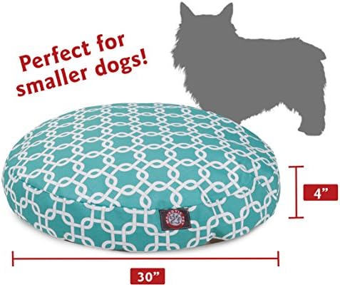 Teal Links Small Round Indoor Outdoor Pet Dog Bed With Removable Washable Cover By Majestic Pet Products