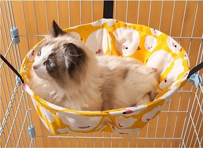 SHENGOCASE 2-Pack Cat Hammock Lounge Cat Hanging Bed for Cage Kennel Chair with Metal Frame, Adjustable Straps (Orange)