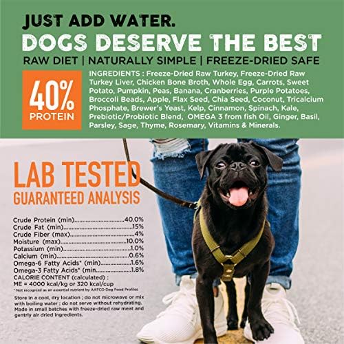 Nature's Diet Simply Raw Freeze-Dried Raw Whole Food Meal - Makes 18 Lbs Fresh Food With Muscle, Organ, Bone Broth, Whole Egg, Superfoods, Fish Oil Omega 3, 6, 9, Probiotics & Prebiotics (Turkey)